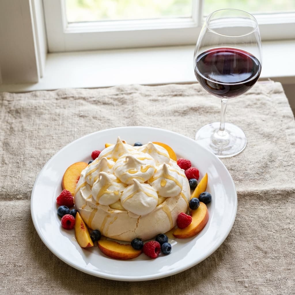 Pavlova de Duraznos